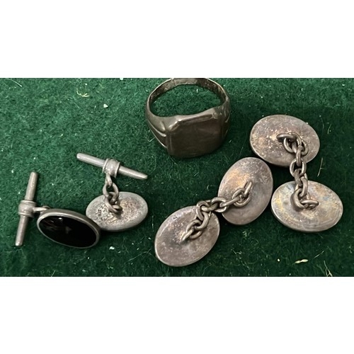 531 - 925 CUFFLINKS AND 835 SILVER RING