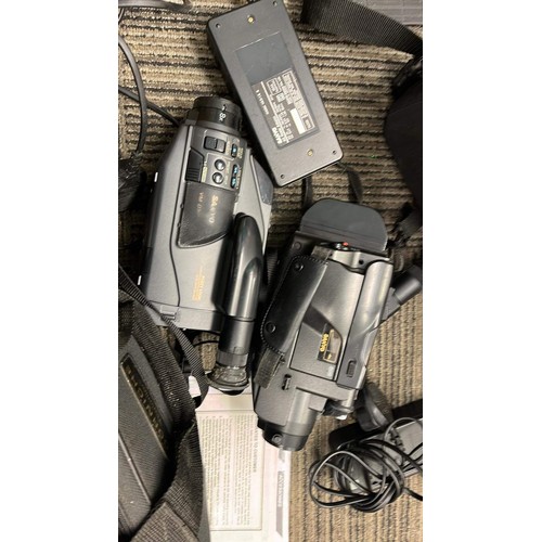 555 - TWO CAMCORDERS , TRIPOD AND MORE