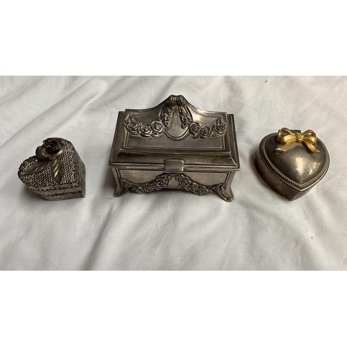 576 - THREE METAL TRINKET BOXES