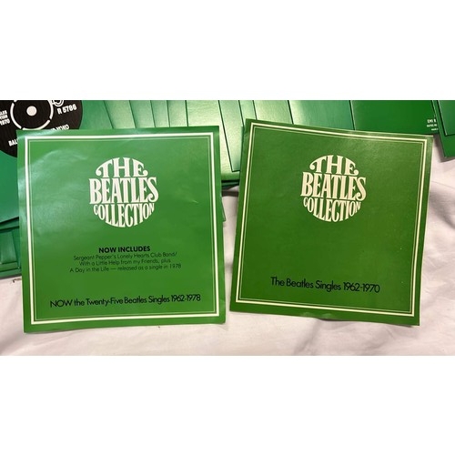 562 - BOX SET COLLECTION OF GREEN SLEEVED BEATLES  45s SINGLES - see all pictures