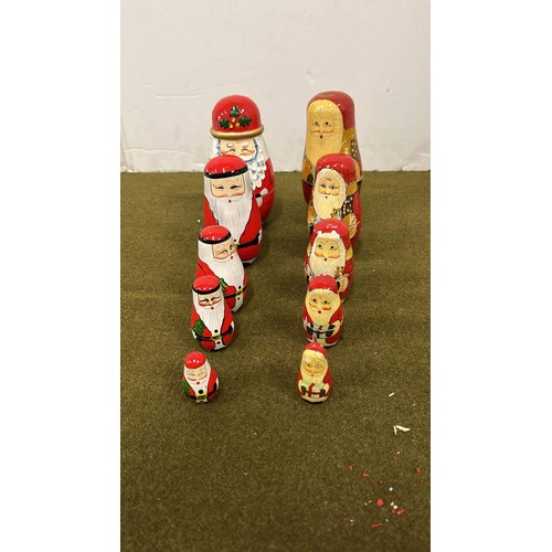 45 - TWO CHRISTMAS RUSSIAN MATRYOSHKA NESTING DOLLS