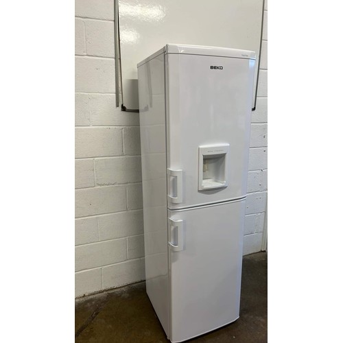 64 - BEKO TALL WHITE FRIDGE / FREEZER HAS A CRACK IN DOOR HANDLE