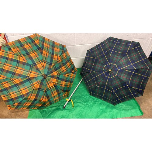 105 - TWO TARTAN LADIES UMBRELLAS AND A HELPING HAND SEE PICTURES