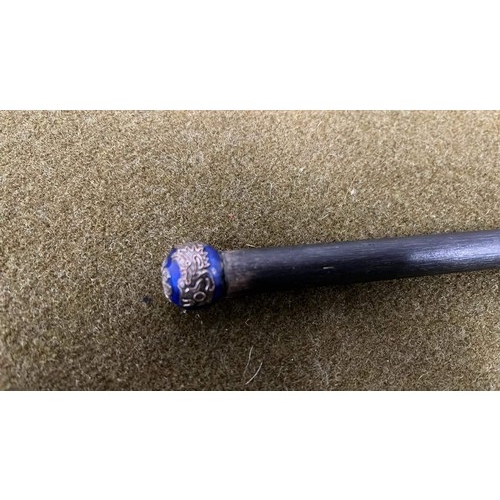 48 - GENTLEMAN SWAGGER STICK WITH ORIENTAL DETAIL TO GRIP WITH BLUE FINISH