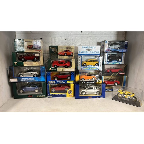 118 - 23 X MIXED MAKER BOXED MODEL CARS AND BIKE