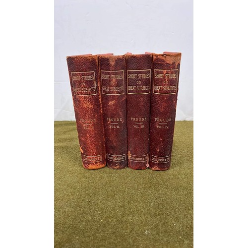 492 - Vintage 'short studies on great subjects' volume 1-4 by longmans & co