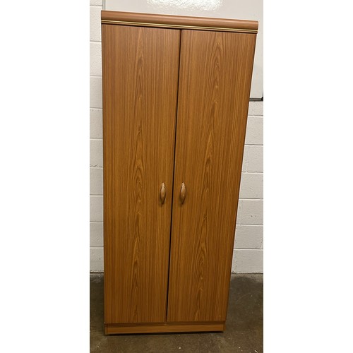 277 - TEAK EFFECT DOUBLE DOOR WARDROBE