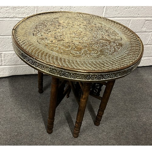 251 - Indian brass top folding table