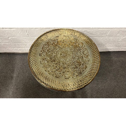 251 - Indian brass top folding table