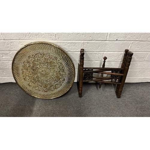 251 - Indian brass top folding table