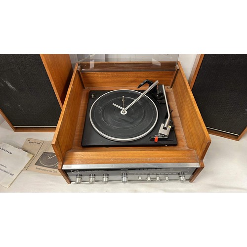 117 - RETRO VAN DER MOLEN LTD TEAK FINISH GARRARD TURN TABLE WITH SPEAKERS