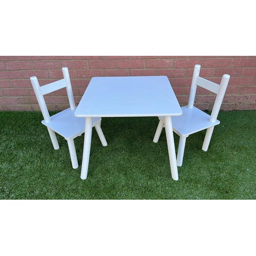 347 - CHILDREN TABLE AND TWO CHAIRS IN WHITE