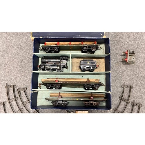 163 - VINTAGE PLAY WORN CLOCK WORK TRAIN SET