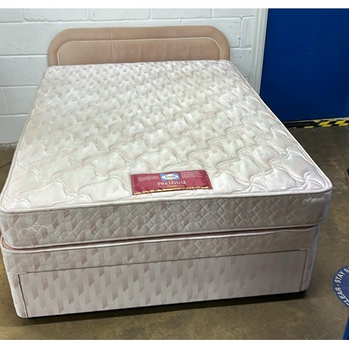 401 - DOUBLE DIVAN BED SET WITH END STORAGE DRAWER