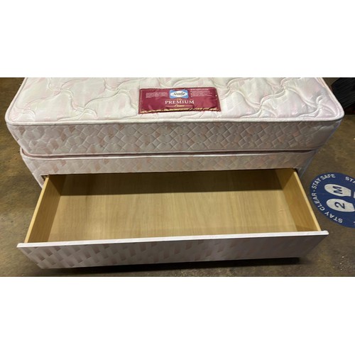 401 - DOUBLE DIVAN BED SET WITH END STORAGE DRAWER