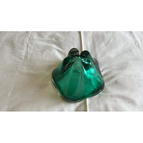 135 - HEAVY GREEN GLASS BOWL