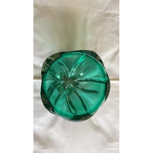 135 - HEAVY GREEN GLASS BOWL