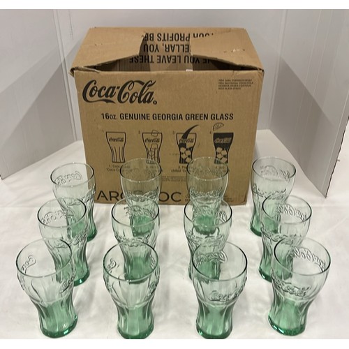 396 - 12 X 16 oz COCA COLA GEORGIA GREEN GLASSES