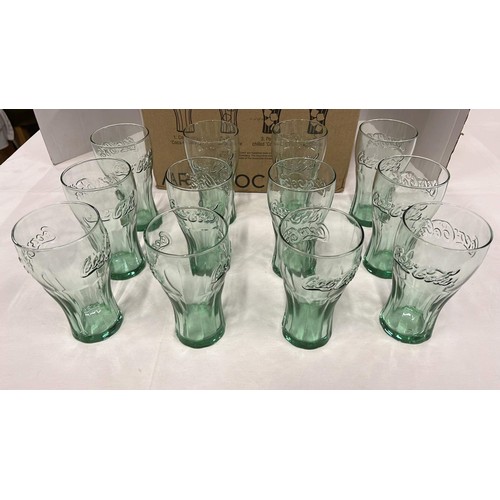 396 - 12 X 16 oz COCA COLA GEORGIA GREEN GLASSES