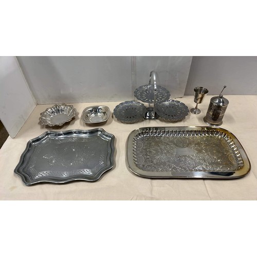 72 - MIXED METAL TABLE WARE WITH FAN CAKE STAND