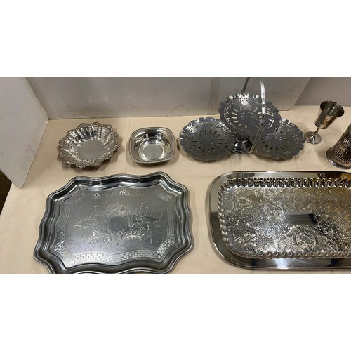 72 - MIXED METAL TABLE WARE WITH FAN CAKE STAND