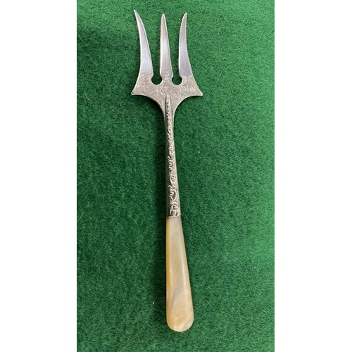 10 - SILVER HALLMARKED BREAD FORK WITH PEARL HANDLE