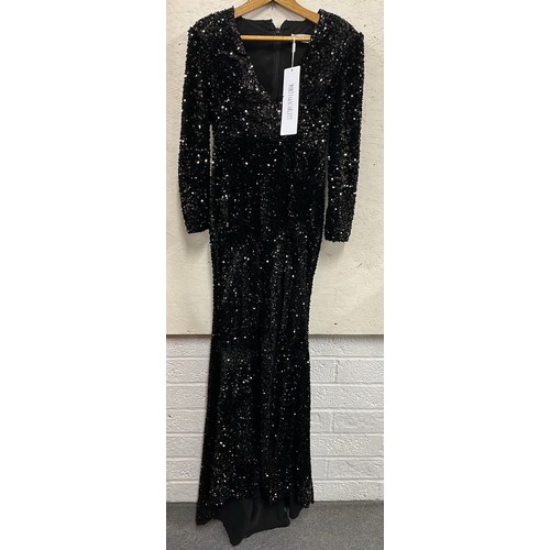 19 - PORTIA AND SCARLETT BLACK SEQUIN EVENING DRESS STILL HAS TAGS