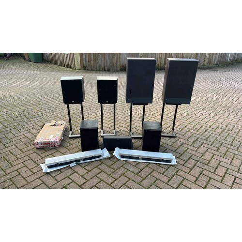 841 - MIXED USED SPEAKERS ON STANDS USED UNCHECKED