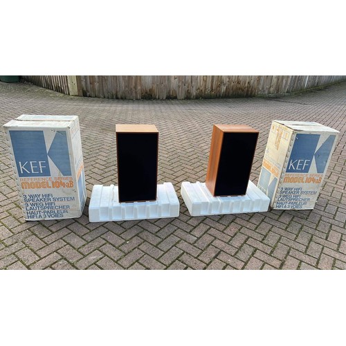 837 - TWO LARGE KEF MODEL 104  RETRO TEAK SPEAKERS SEE PICTURES FOR CONDITION TO TEAK AREA / NUMBERS 90148... 