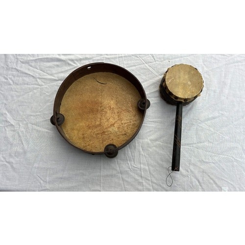 836 - TAMBOURINE AND A DEN-DEN DAIKO DRUM / SEE DAMAGE