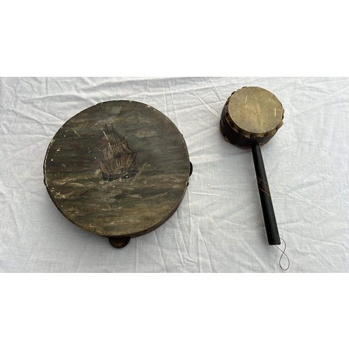 836 - TAMBOURINE AND A DEN-DEN DAIKO DRUM / SEE DAMAGE