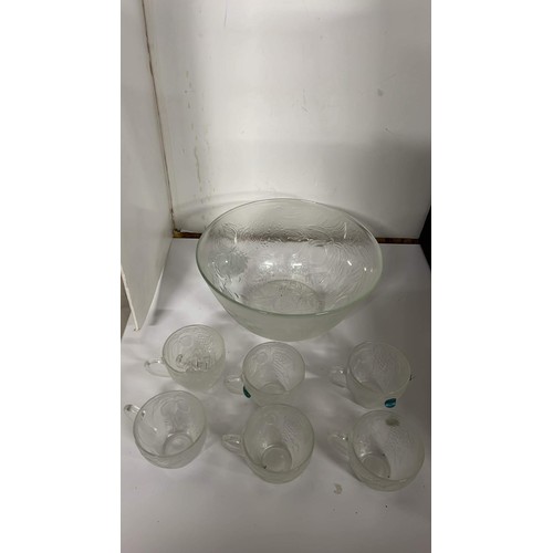 11 - DURALEX BOXED CLEAR GLASS PUNCH BOWL SET SEE PICTURES