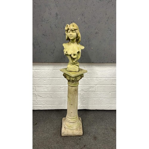 63 - FEMALE BUST ON A TALL COLUMN SEE PICTURES FOR CONDITION