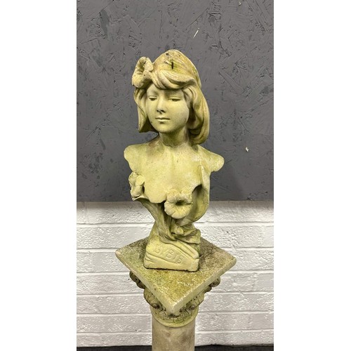 63 - FEMALE BUST ON A TALL COLUMN SEE PICTURES FOR CONDITION