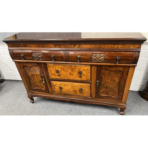 33 - EDWARDIAN WALNUT SIDEBOARD WITH BURR PANELS