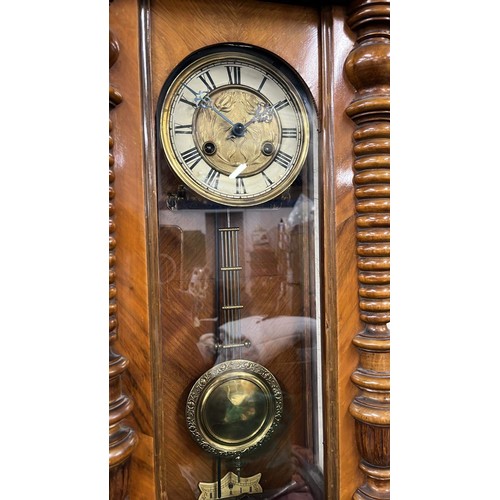 27 - WALNUT CASED WALL CLOCK