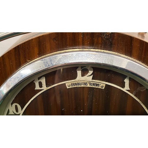 28 - WALNUT ART DECO BRAVINGTONS LTD MANTLE CLOCK - working