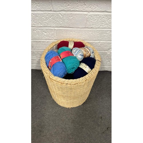 368 - LARGE BASKET WITH KNITTING WOOL