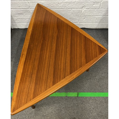 381 - RETRO TEAK TRIANGLE SHAPED COFFEE TABLE