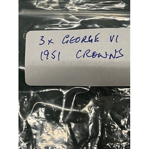 172 - 3 X 1951 GEORGE VI CROWNS