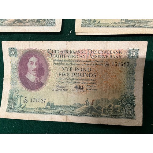 177 - 6 X SOUTH AFRICA £5 BANK NOTES 1948 / 59