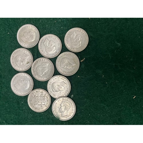 176 - 10 X 1946 SILVER SIXPENCES / HIGH GRADE