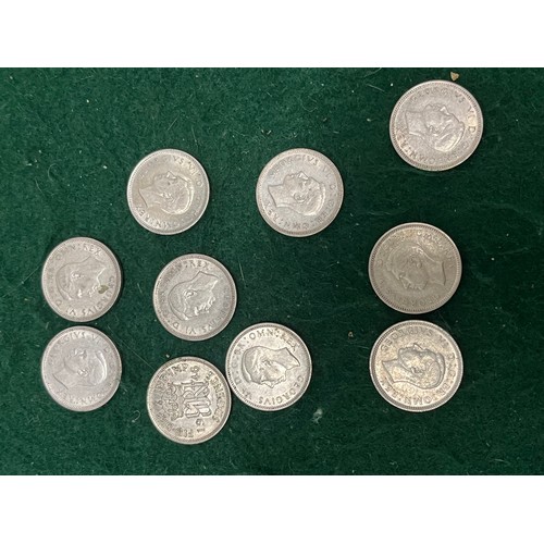 176 - 10 X 1946 SILVER SIXPENCES / HIGH GRADE