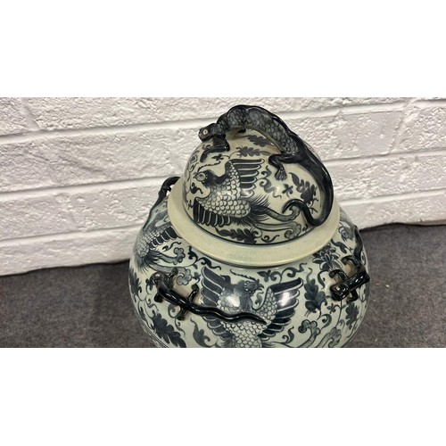 167 - LARGE ORIENTAL LIDDED URN