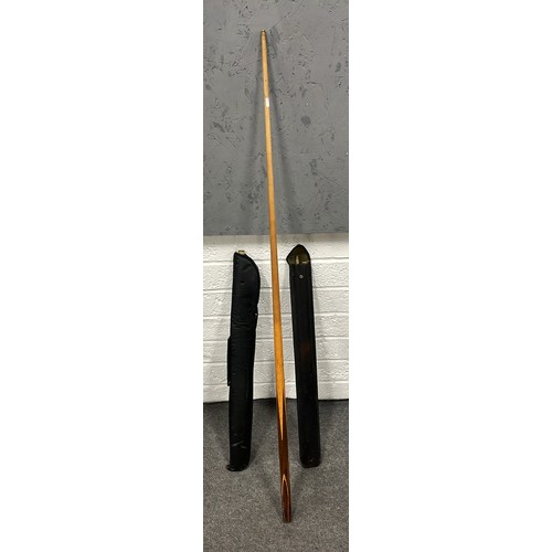 168 - THREE SNOOKER CUES