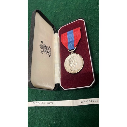 193 - IMPERIAL SERVICE MEDAL PRESENTED TO MRS BERYL DOYLE