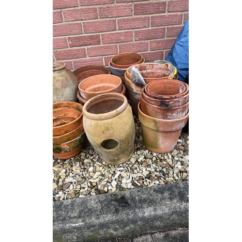 247 - QTY OF WEATHERED LARGE TERRACOTTA FLOWER POTS