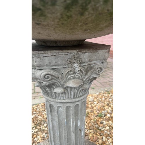 263 - ROMAN PILLAR , BASE AND BIRD BATH