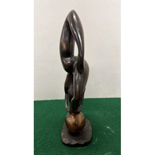 142 - FEMALE SCULPTURE CARVED IN WOOD 17.5