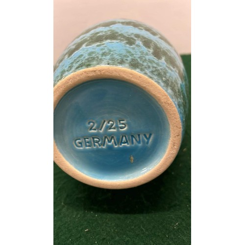 145 - TALL BLUE GERMANY VASE 2/25 MARK - 10